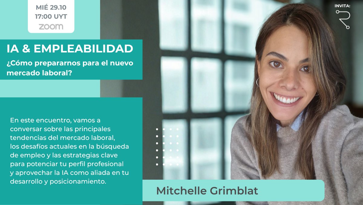 💚 ¡Se viene un nuevo encuentro! IA y empleabilidad: ¿Cómo prepararnos para el nuevo mercado laboral?
🗓️ Miércoles 29.10 - 17:00 (UYT)
💻 Vía Zoom
👉 Regístrate aquí: docs.google.com/forms/d/e/1FAI…
💚 Info completa: reconvertite.uy/iayempleabilid…

¡Nos vemos allí! 🤗