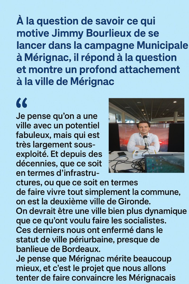 Retrouvez l’intégralité de l’interview de Jimmy Bourlieux youtu.be/Iooaypg1zuI?si…

#Mérignac #Dissolution #Législatives #Municipales #RassemblementNational #RN33 #JimmyBourlieux