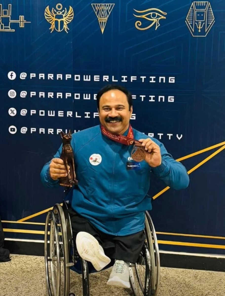 SportsArena1234's tweet photo. 🚨 MEDAL ALERT 🚨 

JOBY MATHEW WINS BRONZE IN PARA POWERLIFTING WORLD C'SHIPS (Legend - Masters Category 65kg) 🇮🇳

✅ Back to Back World's🥉(2023 and now in 2025)
✅ Did Personal Best (152kg)

Salutes 🫡🫡 https://t.co/VuT1dXkIZw