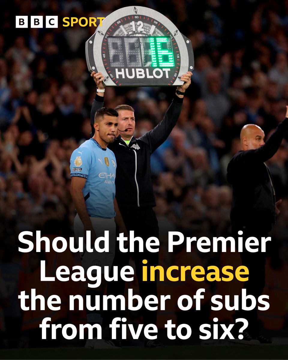 BBCMOTD's tweet image. Europe's top clubs, including some Premier League sides, have held talks about using six substitutes per game to ease players' workload.