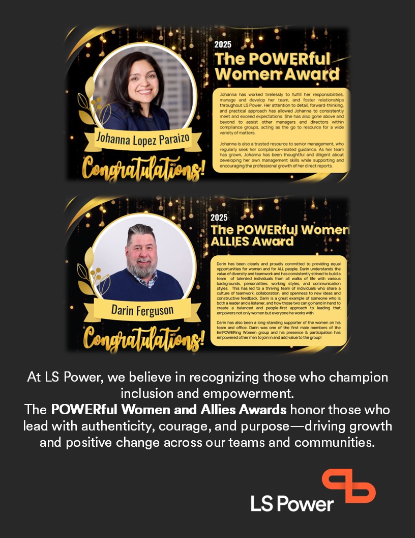 LS Power (@lspowergroup) on Twitter photo Huge congratulations to Johanna Lopez Paraizo and Darin Ferguson for being recognized as LS Power’s 2025 POWERful Woman and POWERful ALLY!  #Leadership #WomenWhoLead #EmployeeRecognition #PoweringTheFuture Huge congratulations to Johanna Lopez Paraizo and Darin Ferguson for being recognized as LS Power’s 2025 POWERful Woman and POWERful ALLY!  #Leadership #WomenWhoLead #EmployeeRecognition #PoweringTheFuture