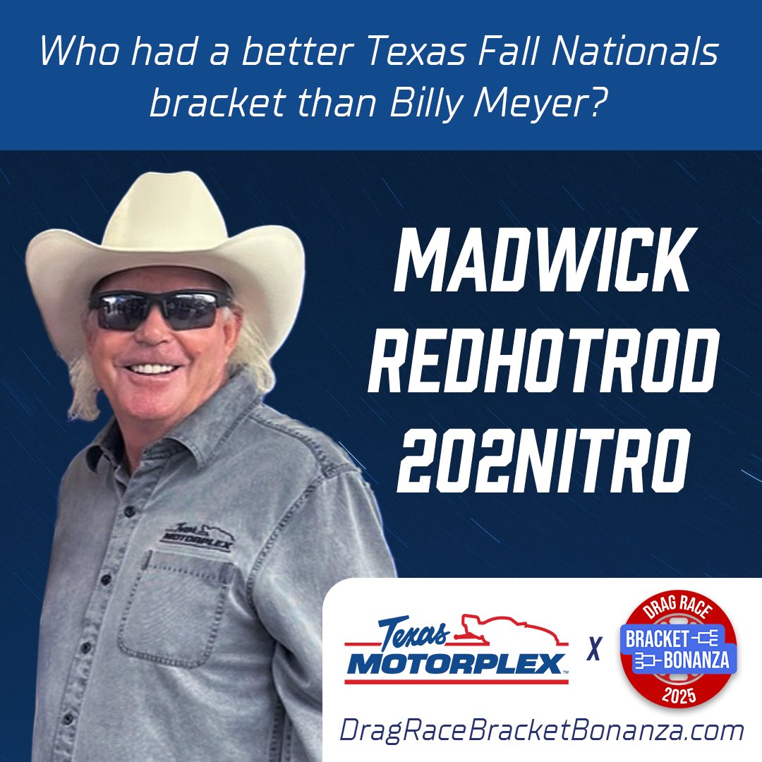 dragracebb's tweet image. Congrats to these 3 players who were randomly selected for picking a better @NHRA #FallNats bracket than legend Billy Meyer. We just sent them #StampedeofSpeed posters signed by the race winners!🏆

DragRaceBracketBonanza.com