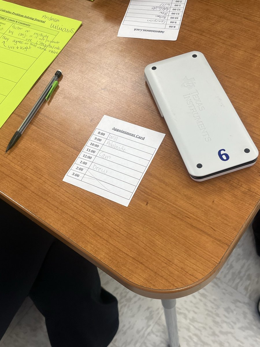 Putting strategies I picked up at yesterday’s PL day to use in AP Calc today! Problem-Solving Journals (AVID) and using appointment cards for flexible grouping and total participation! <a href="/BryanCountyMS/">🅱🆁🆈🅰🅽 🅲🅾🆄🅽🆃🆈 🅼🅸🅳🅳🅻🅴 🆂🅲🅷🅾🅾🅻</a> <a href="/missliz31/">•ⓁⒾⓏ ⓇⒶⒺⒷⓊⓇⓃ• 📘💪🏻☘️🤓👩🏻‍🦰🏈👠🚣🏽‍♂️</a>