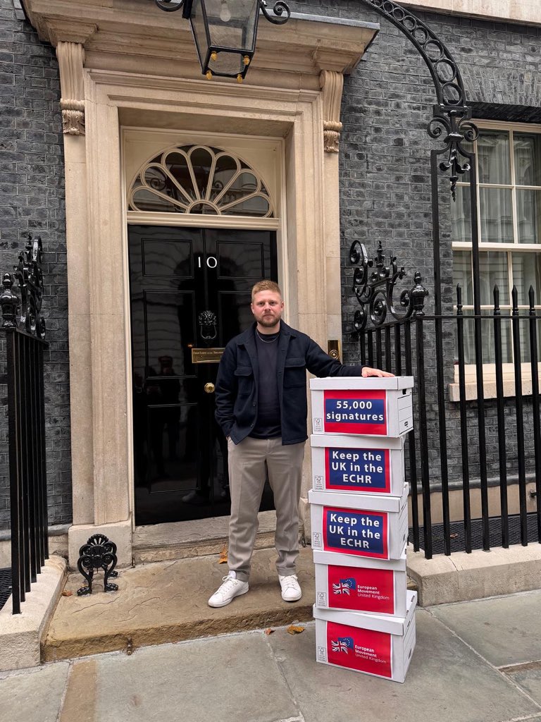 I joined <a href="/euromove/">European Movement UK</a> outside Downing Street today to deliver more than fifty-five thousand signatures calling on the government to keep Britain within the European Convention on Human Rights.

The ECHR is not a slogan or a symbol. It is the legal backbone that protects every person