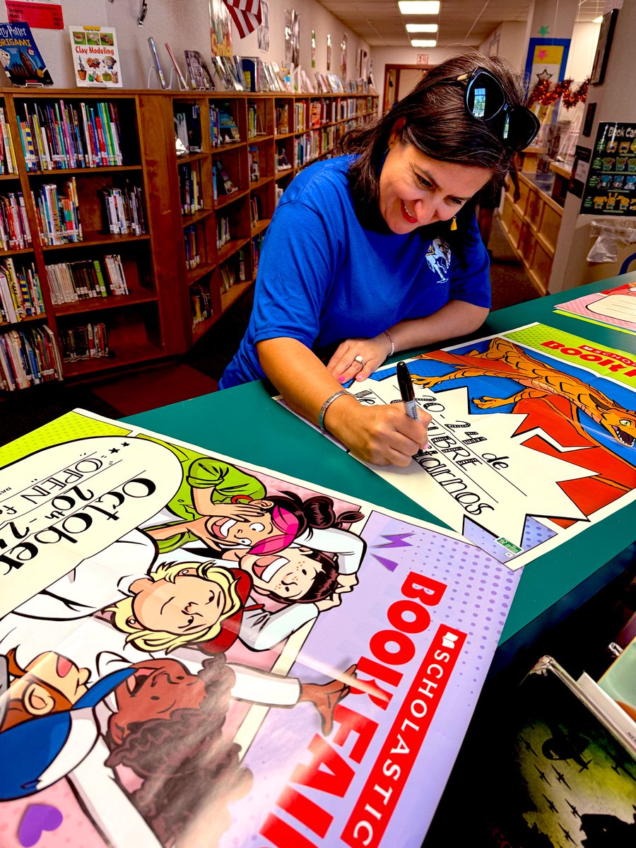 LibraryAHCES's tweet image. When you have the best teacher-colleague-friends🫶🏼💛💙! Thank you @SraMartinezCE for making my objective board come to life &amp;amp; for gifting my book fair posters with your AHmazing calligraphy skills🤩😱✍️ ! #BookFairPrepping #GratitudeForHer🫶🏼