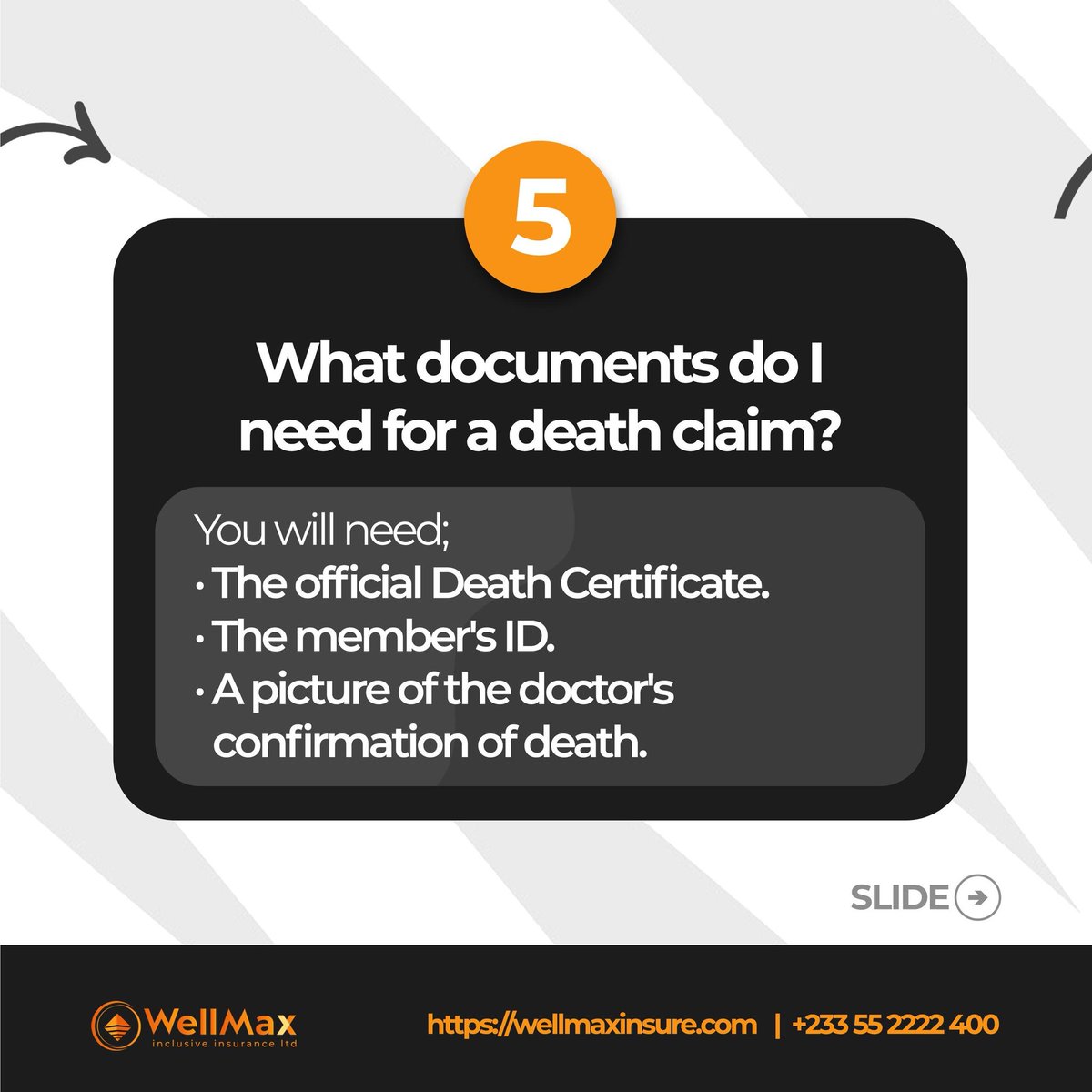 WellMax___'s tweet image. Frequently Asked Questions – WellMax Funeral &amp;amp; Hospital Cover 💬

Got questions? We’ve got answers! 💡
Swipe ➡️ to learn all you need to know about your WellMax Funeral &amp;amp; Hospital Cover — from claims to benefits and payments.

#WellMaxInclusiveInsurance #FAQ  #MIG💙 #VIVAMIG
