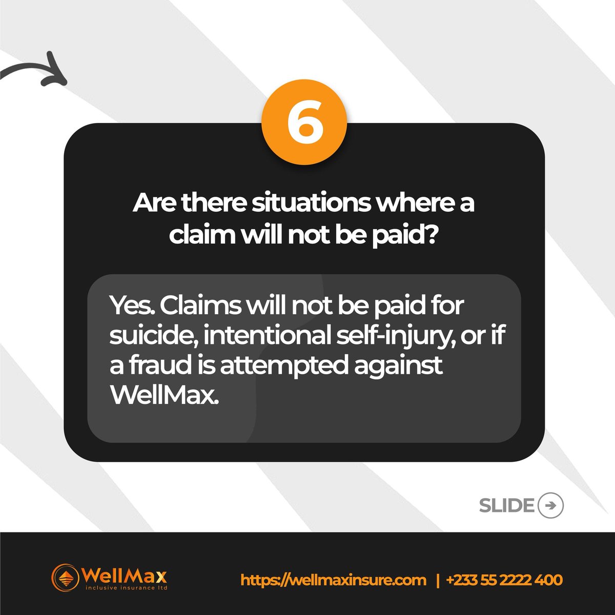 WellMax___'s tweet image. Frequently Asked Questions – WellMax Funeral &amp;amp; Hospital Cover 💬

Got questions? We’ve got answers! 💡
Swipe ➡️ to learn all you need to know about your WellMax Funeral &amp;amp; Hospital Cover — from claims to benefits and payments.

#WellMaxInclusiveInsurance #FAQ  #MIG💙 #VIVAMIG
