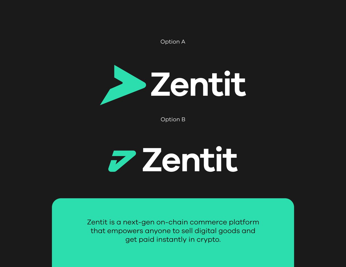 Oluwadamilare Godwin (@vbyogstudio) on Twitter photo Logo design for ZENTIT a web3 commerce where creator and seller list digital assets and earn 
Going for option A or B? Logo design for ZENTIT a web3 commerce where creator and seller list digital assets and earn 
Going for option A or B?