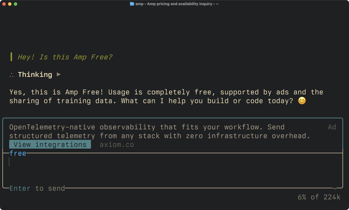 thorstenball's tweet image. Here it is, built on the Internet's best business model:
Amp Free.