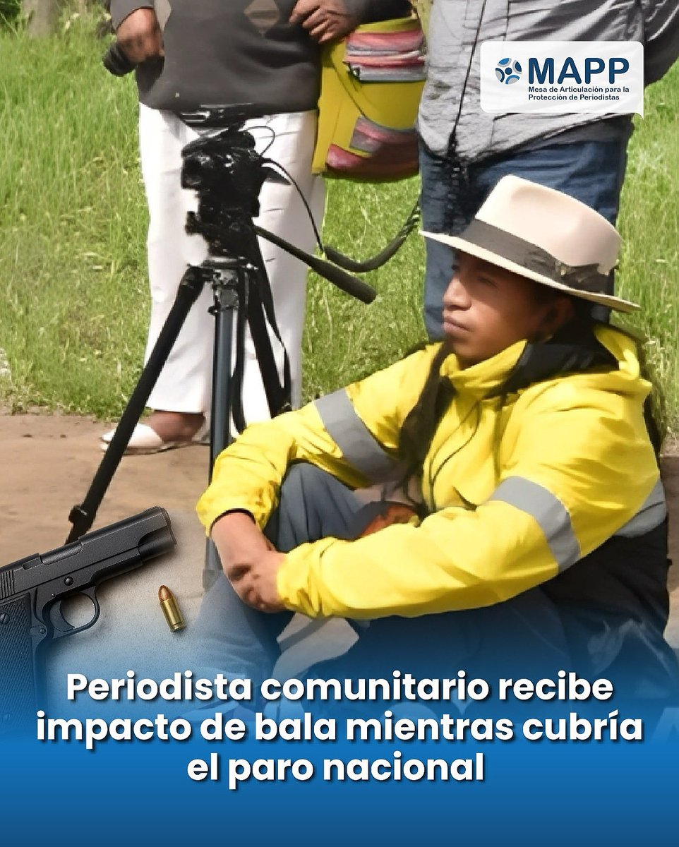 📣 #COMUNICADO | La MAPP condena la agresión contra el periodista comunitario kichwa Edison Muenala (<a href="/ApakTv/">APAK TV</a> ), herido por una bala tipo U mientras transmitía en vivo la represión militar en #Otavalo.

Lee el comunicado completo ➡️ bit.ly/3W7ZfHQ