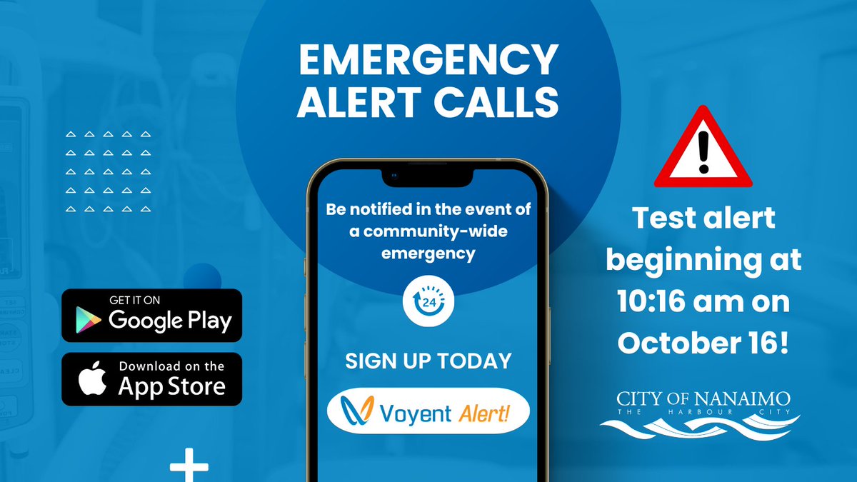 cityofnanaimo's tweet photo. This Thursday starting at 10:16 am, as you drop, cover and hold on for #ShakeOutBC, we will be testing #Nanaimo's emergency alert system, Voyent Alert. If you haven't yet, sign up today: https://t.co/B1Z2DNnfsj https://t.co/dOqNZEfQrM
