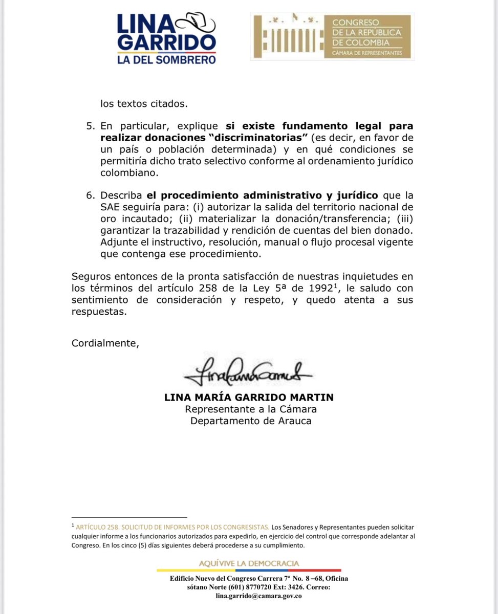 linamariagarri1's tweet image. Me tocó enviarle un Derecho de Petición a la @activosSAE para ver cuánto #Oro es el que @petrogustavo le quiere quitar a las regiones colombianas, que tanta inversión necesitan, dizque para “donar” en la reconstrucción de #Gaza. Les contaré la respuesta. Petro manda 🥚!!