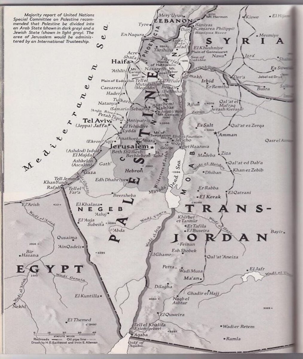 This map of Palestine was issued by National Geographic in 1947.