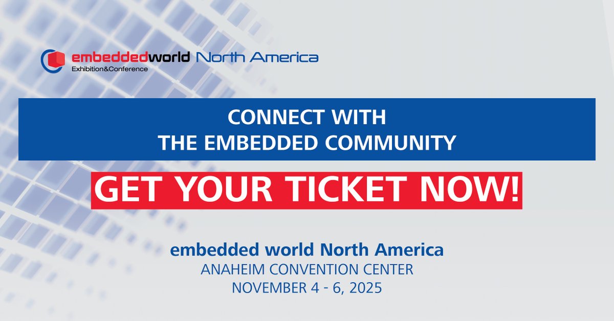 embedded_online's tweet image. The future of embedded systems is being built now. Join industry leaders, engineers, and innovators at embedded world North America 2025 in Anaheim.
✔ Explore cutting-edge solutions in semiconductors, IoT, and AI
✔ Learn from keynotes and technical sessions designed for…