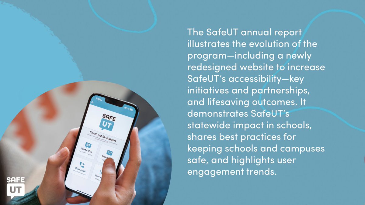 The leadership of the SafeUT program and its community partners have announced the publication of the SafeUT Fiscal Year 2025 Annual Report 🧠💙

Visit SafeUT.org/Annual-Report to learn more about how Utah leans on SafeUT in its time of need and what's next for the program.