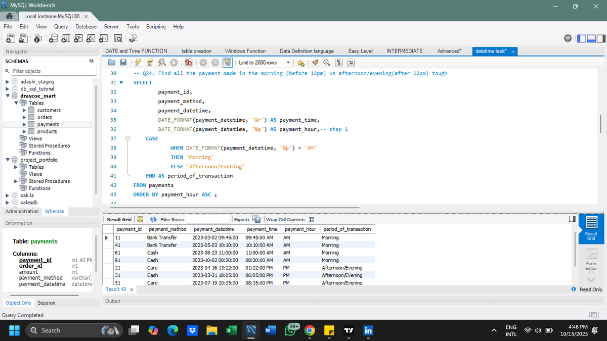 _draycoe's tweet image. What better can I put my SQL learning into practice? I asked myself 

If you followed my last post, you&apos;ll remember I created a database (draycoe_mart) and planned to generate insights from it. 

It&apos;s a thread 🧵 You should read to the end, frs. 

#DataAnalytics
