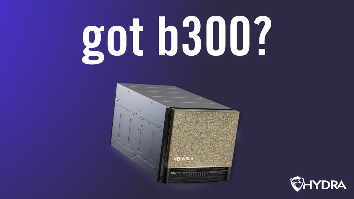 get_hydrahost's tweet image. Got B300? Hydra does.

The newest GPUs on the market, NVIDIA B300s, go live in mid-November at our partner data center in Denver.

Early access reservations are now open.
📩 Contact: sales@hydrahost.com
