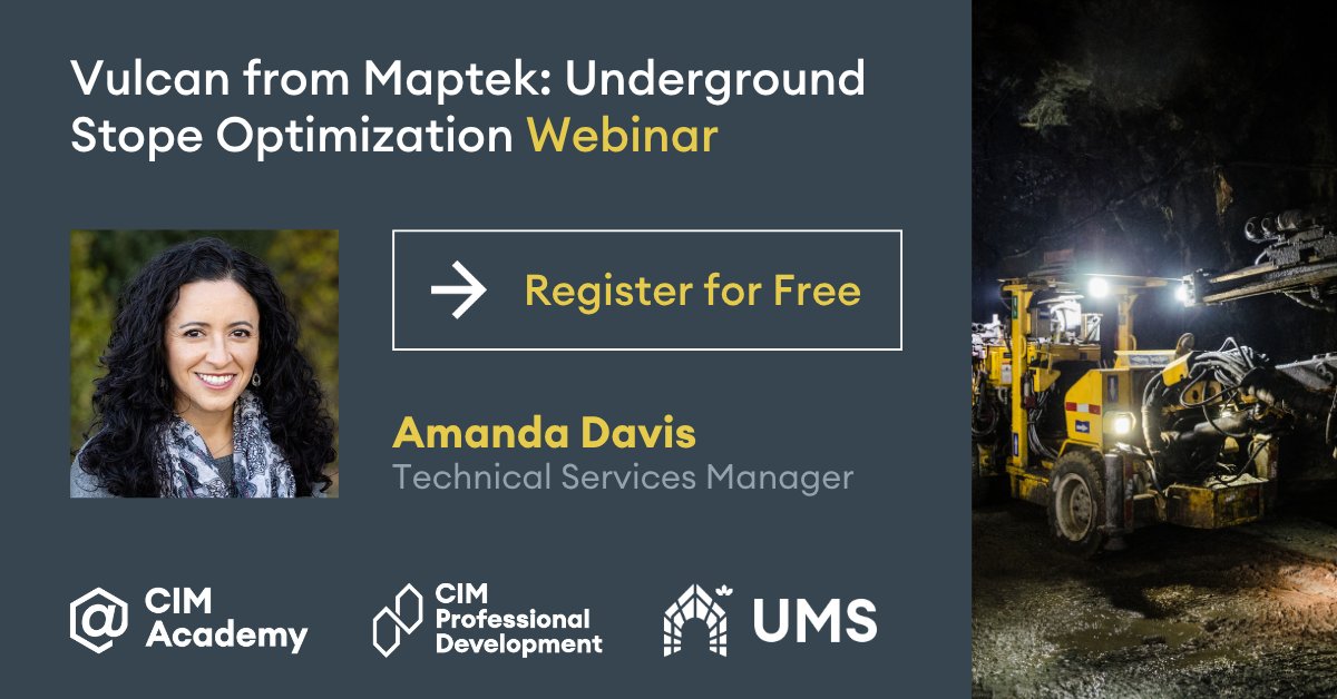 CIM_ICM's tweet image. Stope optimization is a critical factor in the economics of underground mining. Are your designs maximizing resource recovery while minimizing dilution and cost? 

Register now: register.gotowebinar.com/register/59615…

#UndergroundMining #StopeOptimization #MinePlanning #CIMacademy @maptek