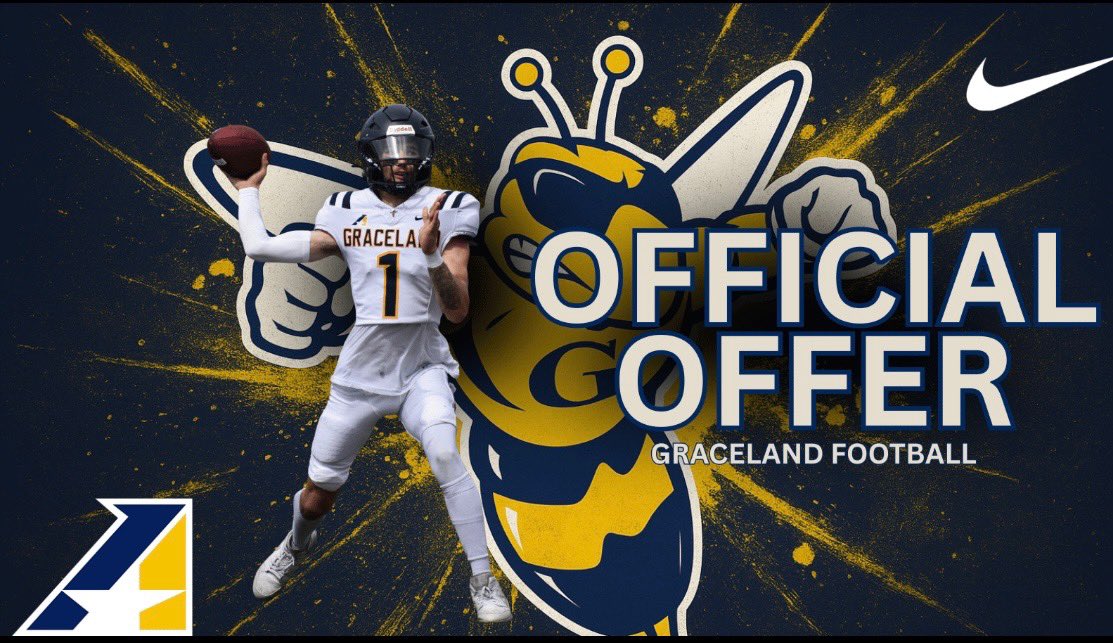 Truly thankful to receive an official offer from <a href="/GracelandFB/">Graceland Football</a> &amp; <a href="/ColeMallan/">Coach Cole</a>! <a href="/coachMeJelly/">COACH ALPHONSE</a> <a href="/CoachDBO_GU/">Dustin Bolen</a>! Grateful for this opportunity 🐝 

<a href="/Cen10_Football/">Centennial Football</a> <a href="/Coach_T4/">Jacob Turay</a> <a href="/Coach_Hawk55/">Joe Louis Hawkins III</a> <a href="/CoachDustinPao/">Dustin Paonessa</a>
