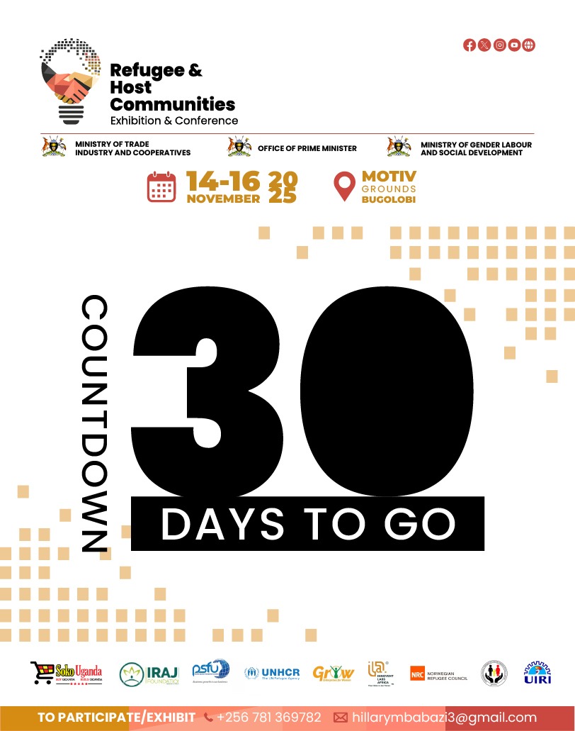 emie_256's tweet image. Countdown alert! 🚀
30 days till #RefugeeExhibition2025  Uganda’s biggest platform for inclusive enterprise &amp;amp; innovation! 💡
Register today 📞 +256 781 369782