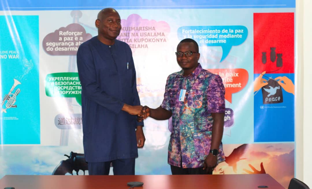 odaunrec's tweet image. 📍New WANEP National Coordinator Adiakpo Seyram Yawo pays visit to UNREC Director Anselme Yabouri. They discussed ways and means for enhanced participation of African #CSOs in #disarmament and sustainable peace & security.
#UNREC #WANEP_Togo