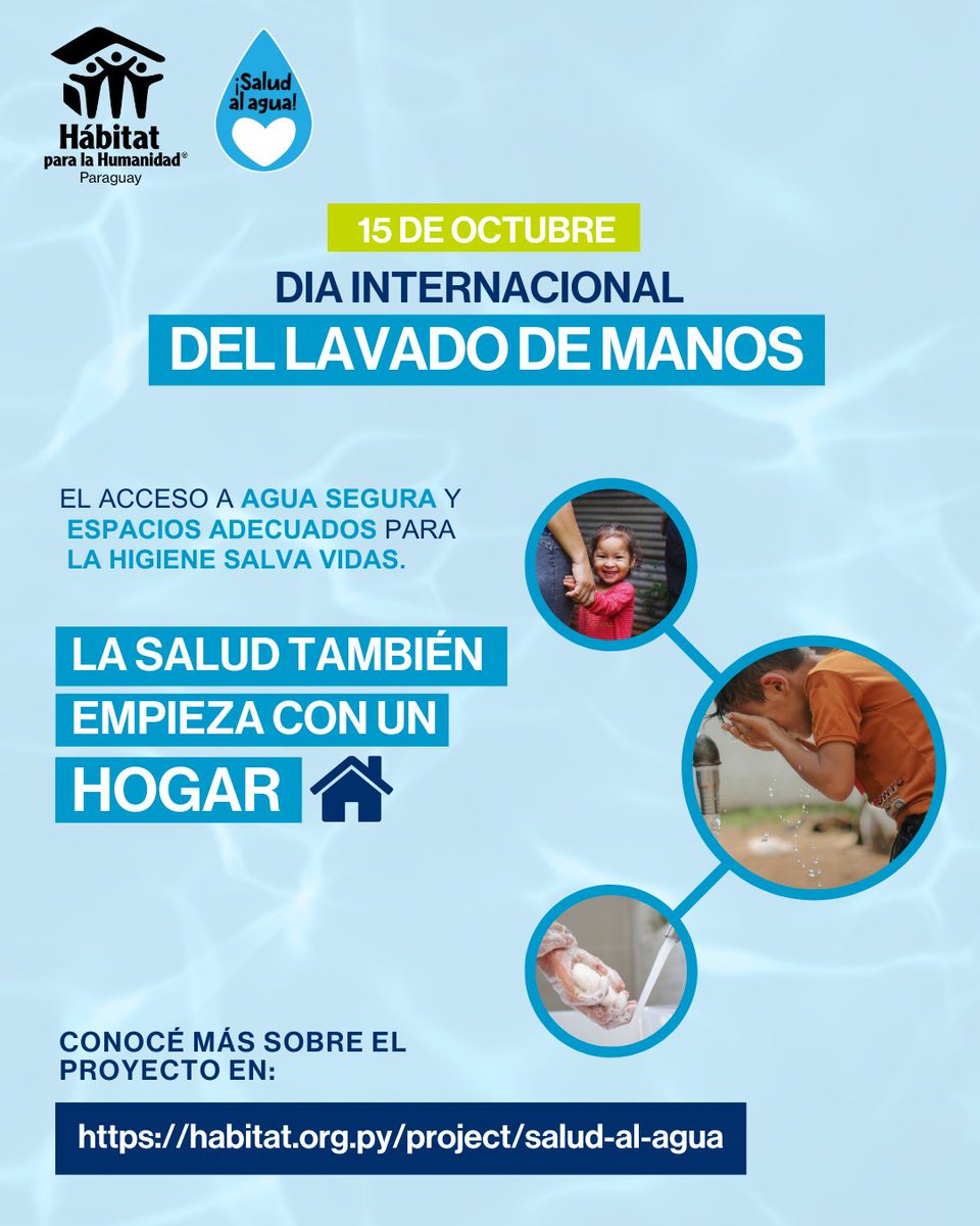 habitatpy's tweet image. Cada lavado de manos en un espacio seguro es menos enfermedad y más dignidad. 💧✋
#SaludAlAgua ya alcanzó a 322.000 personas y mejoró 1.200 baños en comunidades.
Muy pronto llega la 12.ª edición 🚿💙