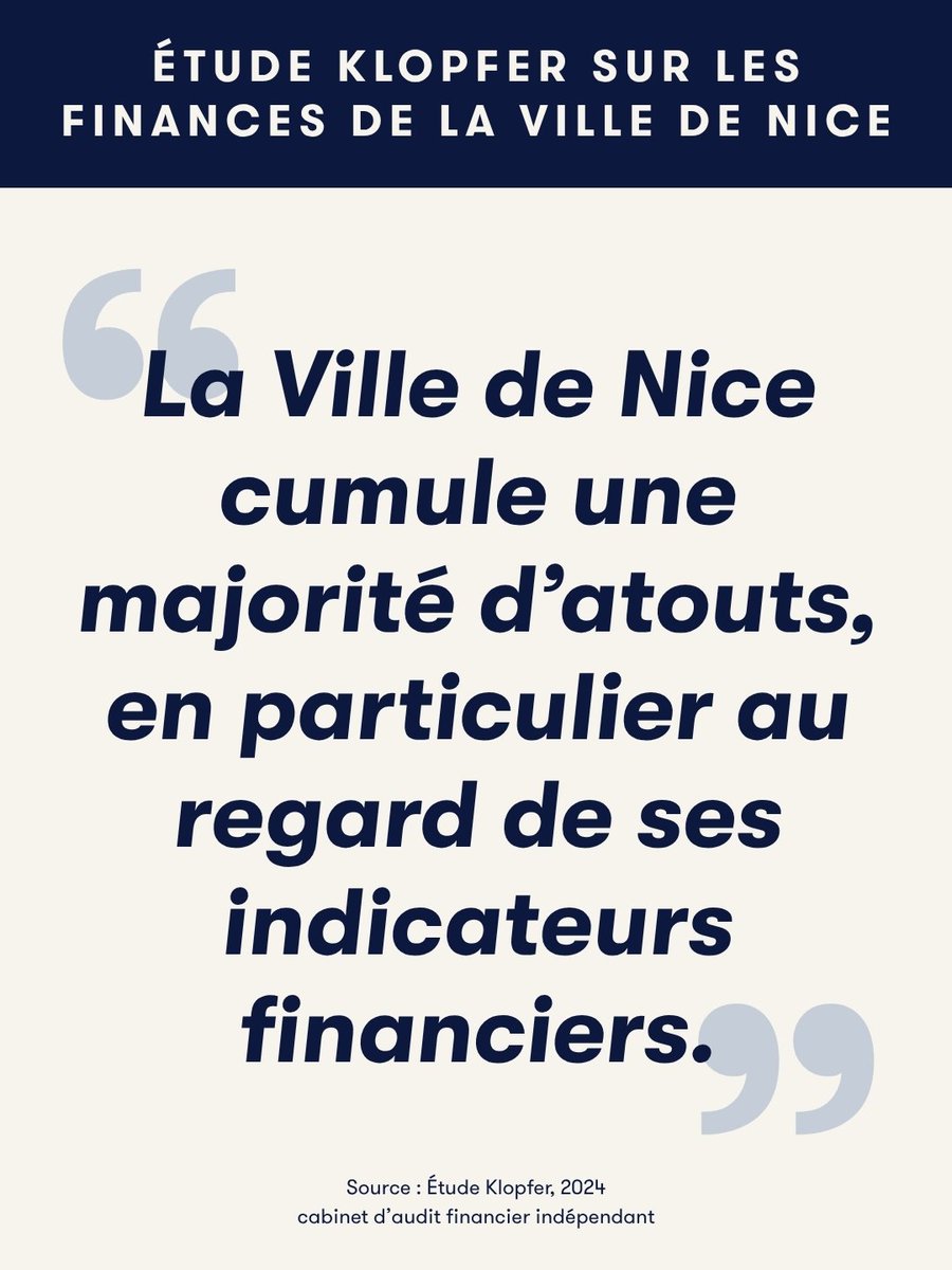 Les finances de la <a href="/VilledeNice/">Ville de Nice</a> vont bien !
Et ce n’est pas moi qui le dit, ce sont des experts indépendants. » 🧵 Thread sur l’étude Klopfer, référence nationale en matière d’analyse financière des collectivités locales