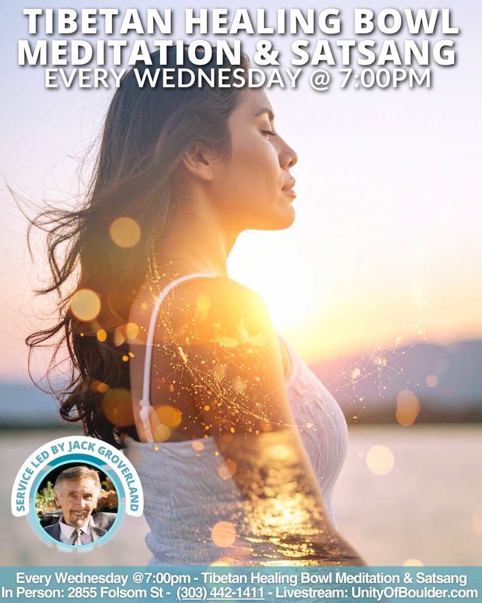 UnityBoulder's tweet image. Step away from the noise of the week and immerse yourself in an hour of profound peace and connection.
The experience begins at 7:00 p.m. All are welcome.
#unityofboulder #bouldermeditation #soundbath #soundhealing #satsang #spiritualcommunity #midweekreset #healingbowls