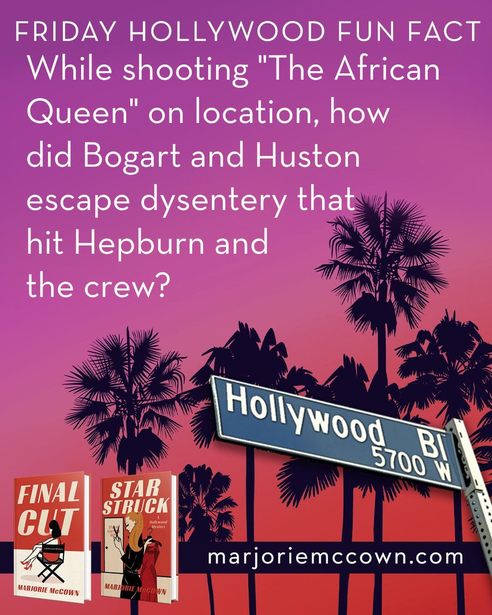 eastlamm's tweet image. They wouldn’t touch the local water, drinking only whiskey throughout the shoot. Bogart later quipped, “All I drank was whiskey. Whenever a fly bit Huston or me, it dropped dead.”

#FridayFunFact #fridayfunfact #moviemaking #hollywoodunlocked #movienight #movie #movietime #movies