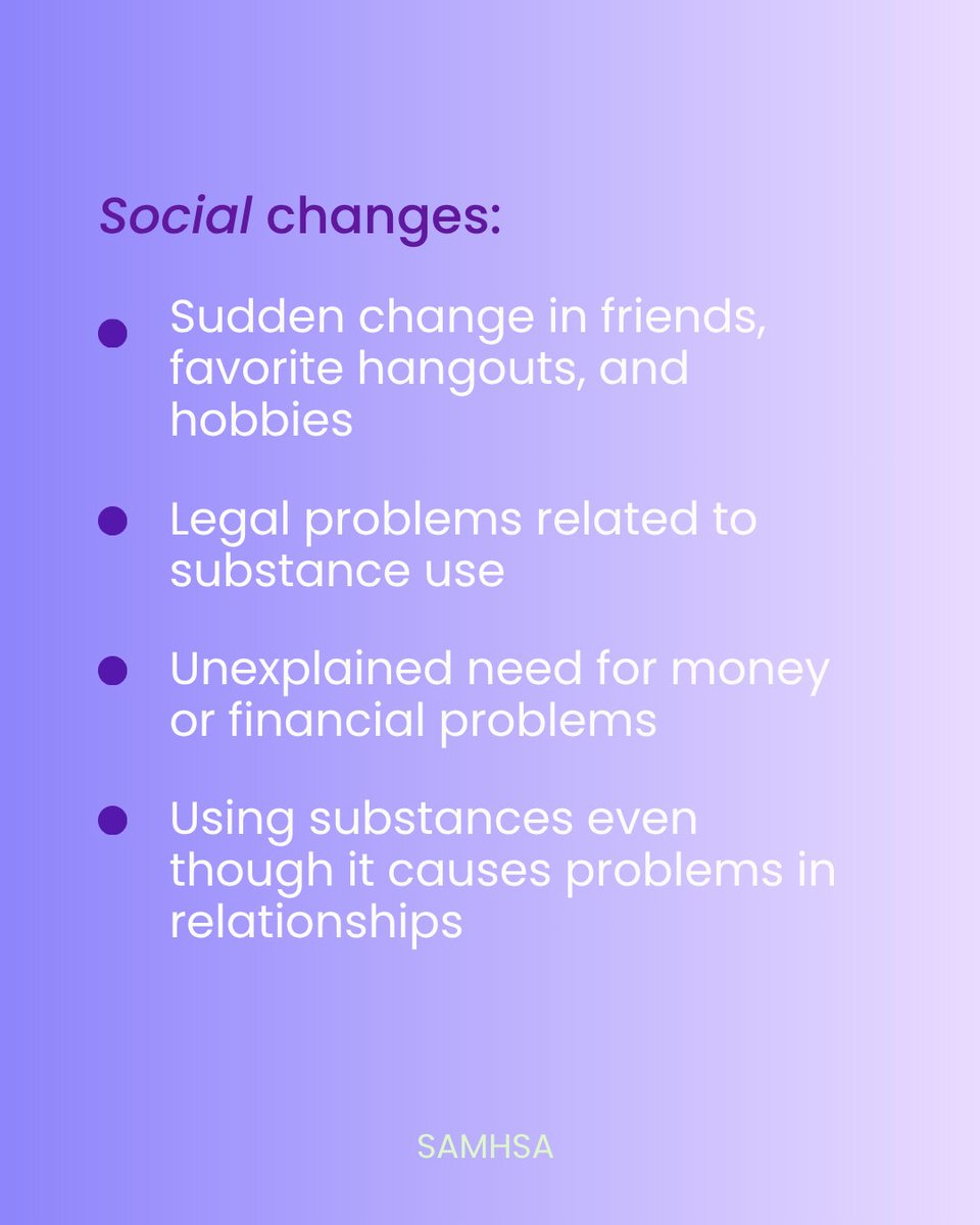 Early recognition saves lives. It can be hard to identify a Substance Use Disorder sometimes because people can have a wide degree of functioning and often can hide their alcohol or drug use. If you’re noticing changes, act fast—start a conversation and connect then to support.