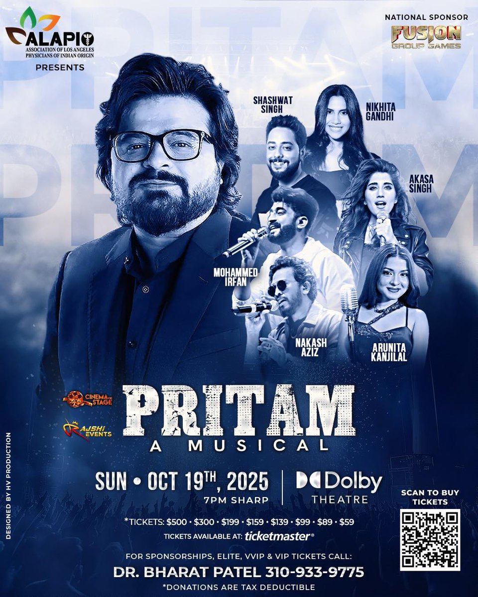 Get ready this weekend, LA! Don't miss the musical legend PRITAM in concert at Dolby Theater this Sun, Oct 19!
Presented by our partners ALAPIO - All proceeds from the concert will help fund free surgeries in our city. Buy tickets &amp; support a great cause:
ticketmaster.com/prita.../event…