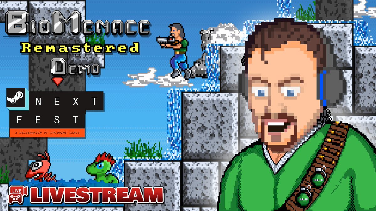 Want to win a key for BioMenace Remastered and have a quick sneak-peek of the all new fourth episode? Join the livestream over at: youtu.be/BGELmjz3ze8 #steamnextfest #demo #biomenace