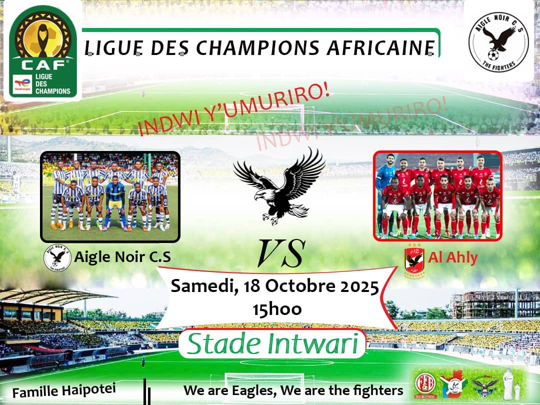 NtahirajaThren1's tweet photo. Voici l’image inédite de l’événement footballistique de ce samedi 18 octobre 2025 au Stade international INTWARI de #Burundi ! Quel honneur pour le Burundi @NtareHouse @BurundiFF  @R_Ndikuriyo @AlexandreMuyen1 https://t.co/sMK37Kc1Ry