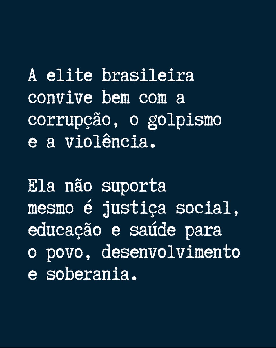 BacurauA's tweet photo. A elite brasileira convive bem com a corrupção, o golpismo e a violência. Ela não suporta mesmo é justiça social, educação e saúde para o povo, desenvolvimento e soberania. https://t.co/OCv1fS41Hs