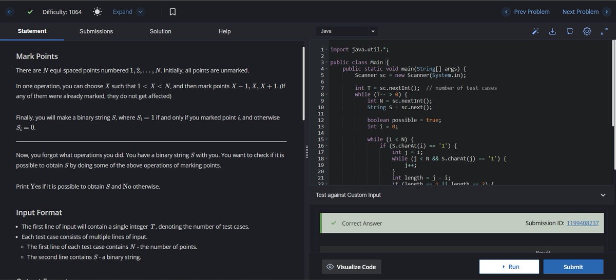 AdarshKumar206's tweet image. Day 185 of #100DaysOfCode on #codechef #DSA #LearnInPublic #buildinpublic #remote #connect #remotework #remotejob #java #coding #programming #100daysofcodechallenge #logicbuilding #cp #Learning #developer