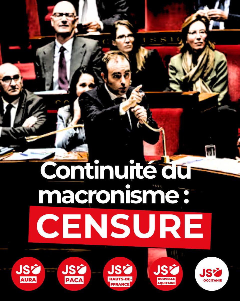 JeunesSocPACA's tweet photo. À la suite de la DPG, nous appelons tous.tes les https://t.co/nTOGwPPkZE socialistes à censurer le gouvernement de la casse des services publics, et de la taxation des plus précaires. Sans cette censure, vous vous condamnez à voter un budget qui mettra les plus faibles à terre. https://t.co/zqECgfeodt