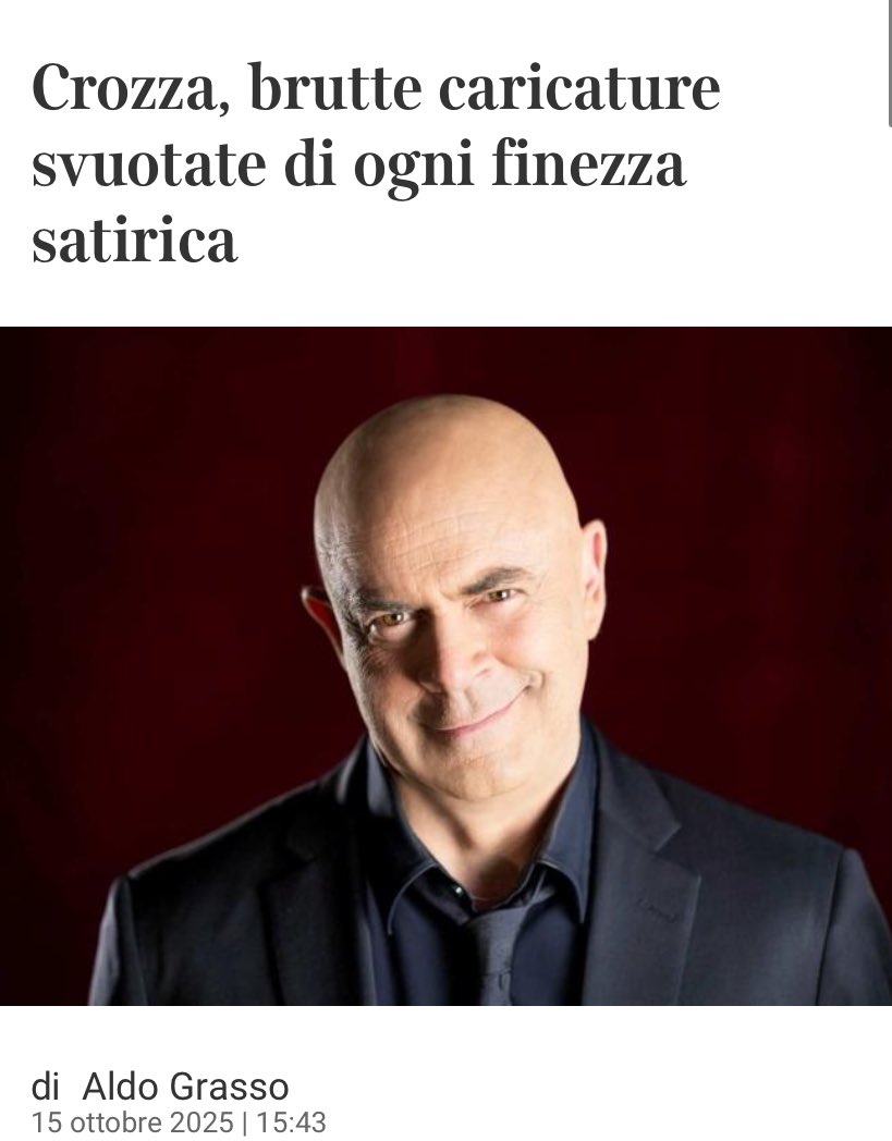 DeerEwan's tweet photo. Aldo Grasso, giornalista del Corriere della Sera (proprietà di Cairo), non ha apprezzato le caricature fatte da Crozza a  Mentana ( Direttore del tg LA7, proprietà di Cairo) e a Mieli (ospite fisso su LA7, proprietà di Cairo). 

Sicuramente una coincidenza. https://t.co/un3DJG9FpS