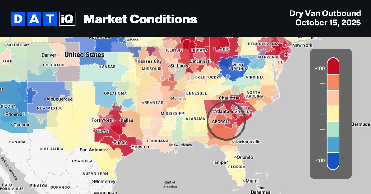 Southern Georgia is going nuts!🥜🚛

📦 Georgia produces roughly half of all U.S. peanuts, creating massive seasonal truckload demand
🚛 Dry van lanes from southern Georgia to shellers and processors are seeing spot rates climb
📍 Tight truck capacity is extending haul times and