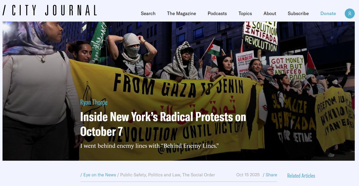 rk_thorpe's tweet image. Behind Enemy Lines: an inside look at the far-left anti-Israel protests in New York on October 7, 2025. 

My latest in @CityJournal.
