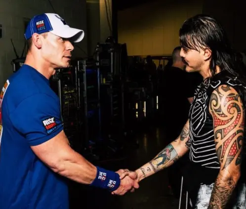 Fightful's tweet photo. Dominik Mysterio talks about the possibility of wrestling John Cena during Cena's final 2 months.

“I mean, at the end of the day, I’m here. If John Cena wants some, he can come get some. He's got four dates left… if that old geezer wants me to put a final nail in his coffin, I'll be more than happy to. That's what I'm here for. I'm here to be and stay your dirty double champ.”

(@grapsandyaps)