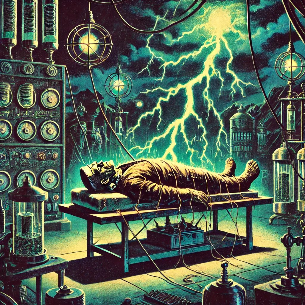 ChatGPTで生成してみました。
パルプ雑誌の挿絵みたいで、いい味出してる。