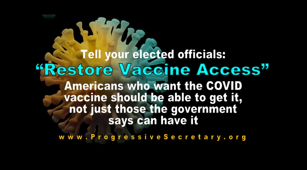 progsec's tweet image. .
✅ TAKE ACTION NOW: Tell Congress, “Give Americans the choice of whether to get the COVID vaccine.” 

Click here [cutt.ly/hr9S4cdT] for more information and to email Congress. Follow us, “Like,” &amp;amp; repost. #COVID #Vaccine