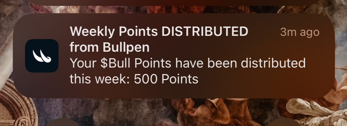 Weekly <a href="/BullpenFi/">Bullpen</a> points have been distributed!!

It ain’t much but will do..