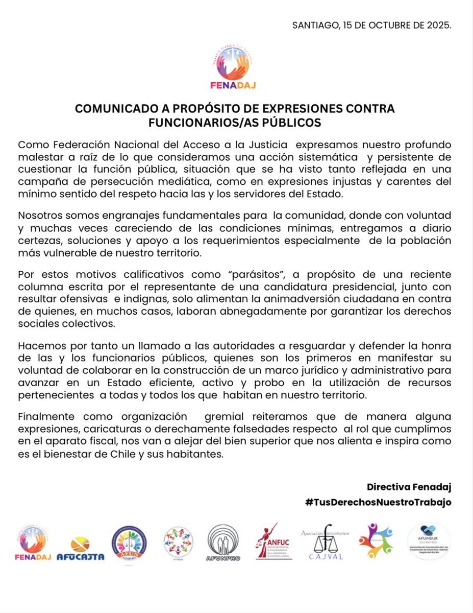 Comunicado público.

#TusDerechosNuestroTrabajo 💪⚖️