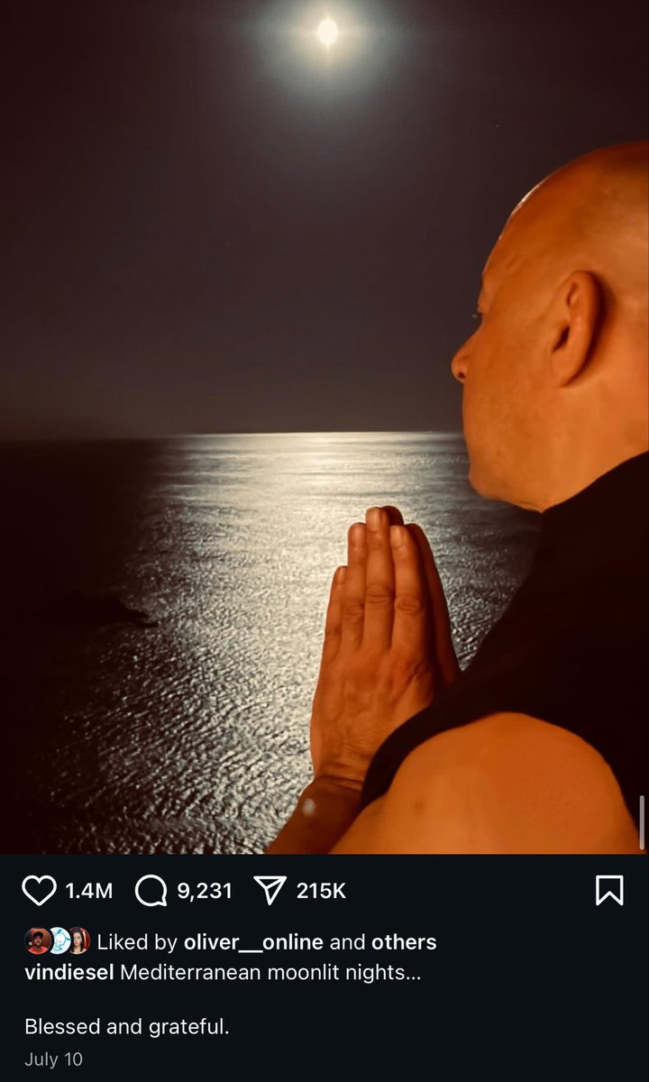 laracroftbarbie's tweet photo. vin diesel's instagram is the only thing keeping me tethered to both earth and my own sanity https://t.co/VNO7Ylv4Hj