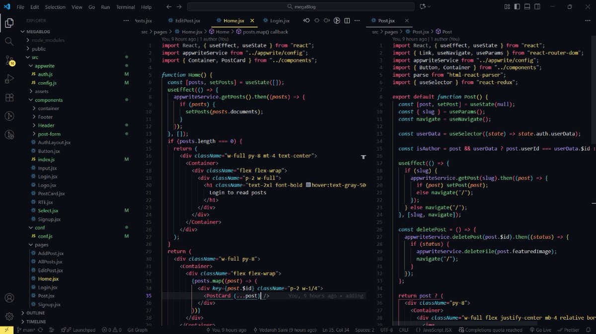 _vedansh_saini's tweet image. 🚀 Day 29/100 #100daysofcode
✅ Revised JS (Promise API)
✅ Appwrite Backend React Project
🔹 Adding forms and slug values
🔹 Building pages
BUILD BUILD BUILD 🔥🔥🔥
#javascript #reactJS #buildinpublic #letsconnect