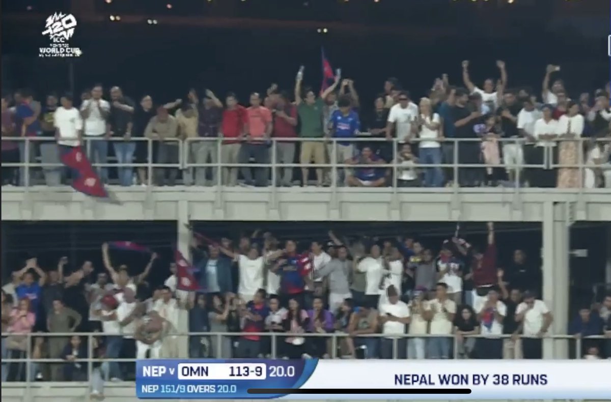JunaidZoonu's tweet photo. Nepal qualify for the T20 World Cup – UNDEFEATED! 🇳🇵 5 wins in a row, and today we ended Oman’s streak with a 38-run victory. What a journey. What a team. Proud to be Nepali. Jai Nepal! ❤️🏏
#Nepal #T20WorldCup #TeamNepal #JaiNepal #CricketNepal #ProudMoment #UnbeatenNepal https://t.co/a9gC1e3JjY