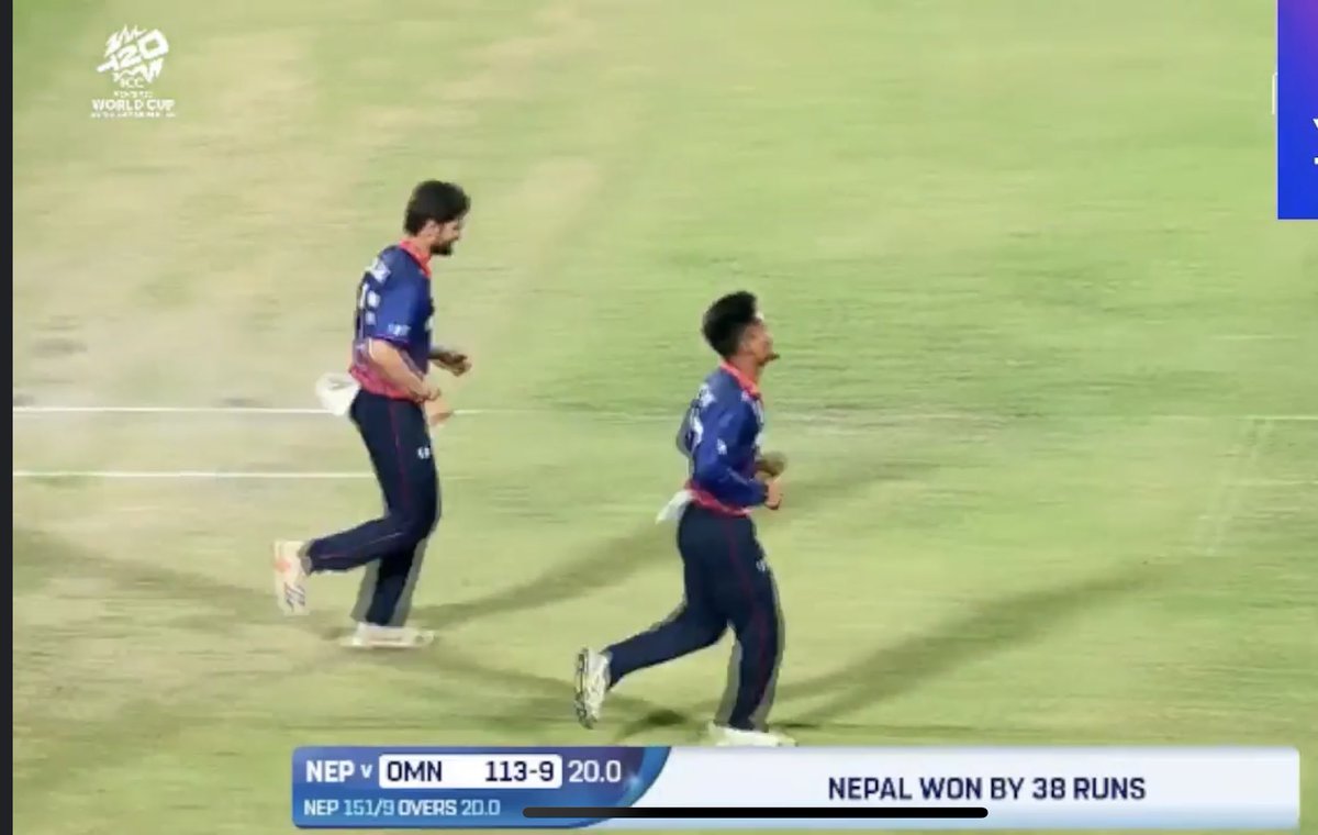JunaidZoonu's tweet photo. Nepal qualify for the T20 World Cup – UNDEFEATED! 🇳🇵 5 wins in a row, and today we ended Oman’s streak with a 38-run victory. What a journey. What a team. Proud to be Nepali. Jai Nepal! ❤️🏏
#Nepal #T20WorldCup #TeamNepal #JaiNepal #CricketNepal #ProudMoment #UnbeatenNepal https://t.co/a9gC1e3JjY