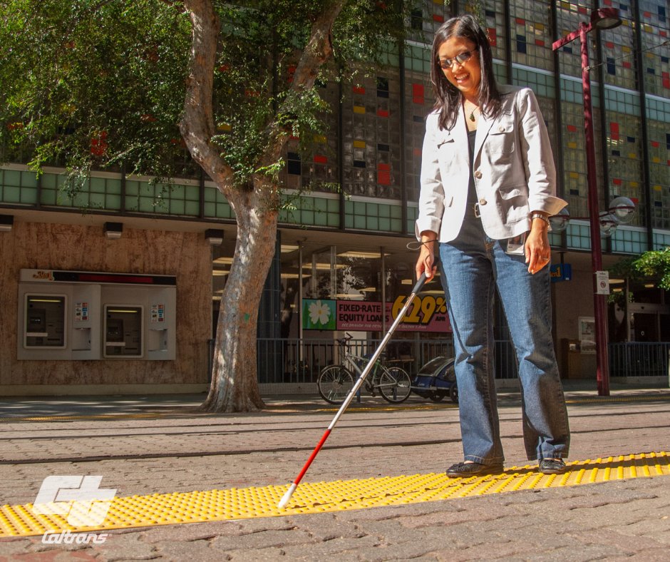 CaltransHQ's tweet image. Today on #BlindAmericansEqualityDay, we’re proud to highlight Detectable Warning Surfaces — bumpy, yellow pads at curb ramps. They give people who are blind vital cues about where the sidewalk meets the street.

Accessibility = safety for all. 💛
#AccessibilityMatters #Caltrans