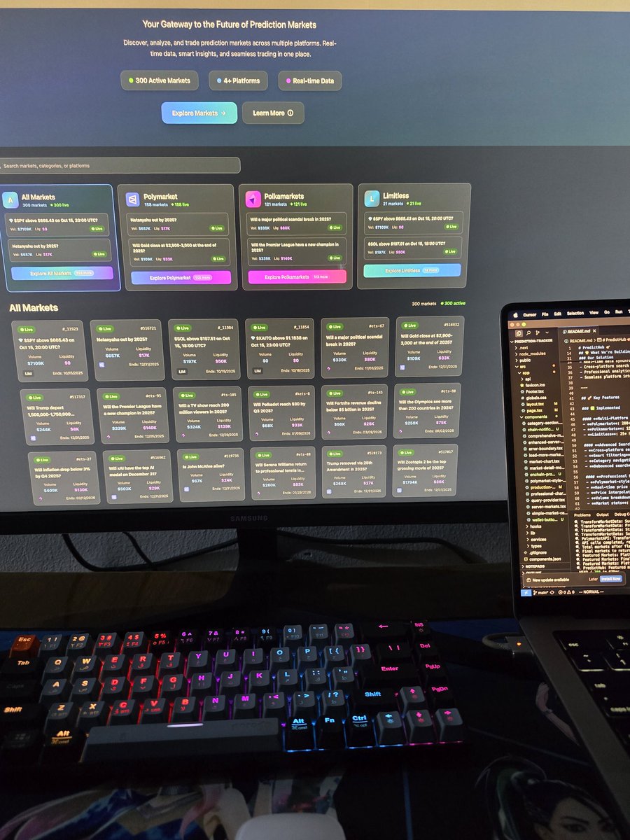 0xdracoz's tweet image. Building an aggregator for decentralized prediction markets with @base chainkit. One place to explore, compare, and trade predictions across platforms like @Polymarket, @Polkamarkets, and more.
